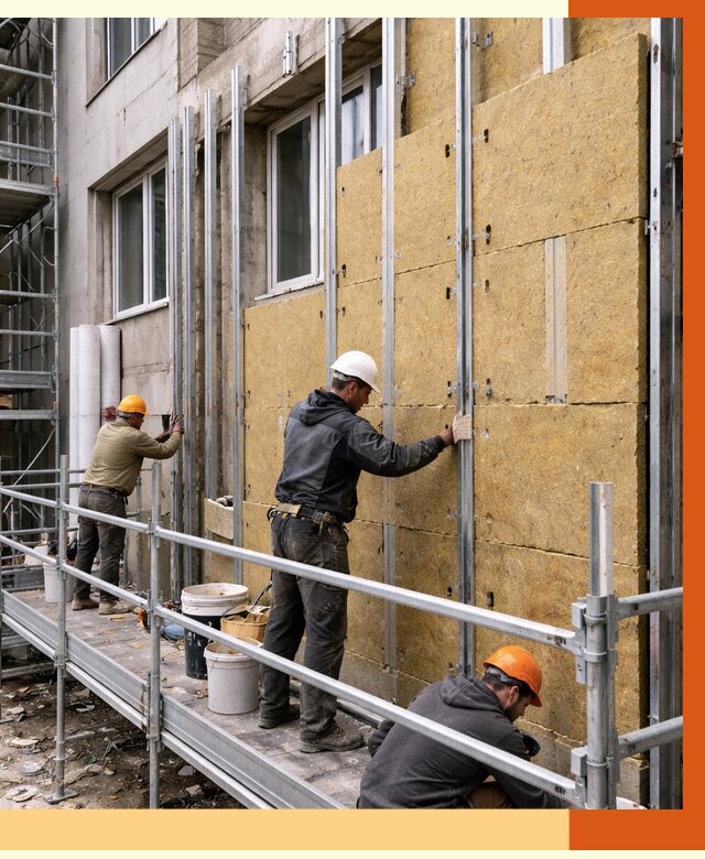 Утепление вентилируемого фасада в Астрахани от 5755 руб/м2 — монтаж и утепление вентфасад | ТепломастерСтр